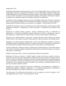 Integrazione 6 CFU Definizione di esperimento, spazio campione