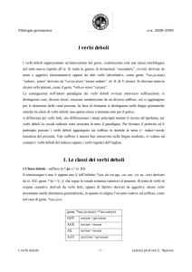 I verbi deboli 1. Le classi dei verbi deboli