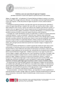 Policlinico, verso una nuova fonte di organi per il trapianto potrebbe