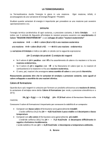 LA TERMODINAMICA Calore di formazione