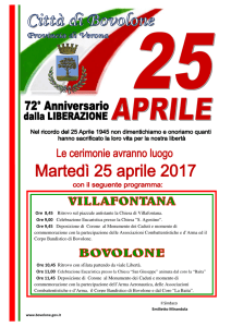 Ore 8,45 Ritrovo sul piazzale antistante la Chiesa di Villafontana