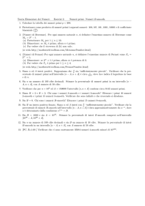 Teoria Elementare dei Numeri. Esercizi 2. Numeri primi. Numeri B