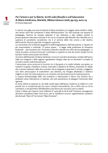 Per l`amore e per la libertà. Scritti sulla filosofia e sull`educazione di