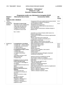 Disciplina : “Informatica“ Classe 4° A SIA Docente