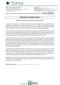 INFORMATIVA: GENI BRCA1/BRCA2
