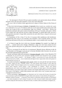 Omelia nella Solennità di Maria Santissima Madre