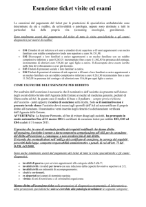 Esenzioni ticket per la specialistica e la farmaceutica
