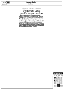 Un numero verde per l`emergenza caldo