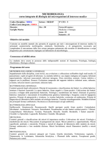 MICROBIOLOGIA corso integrato di Biologia dei microrganismi di