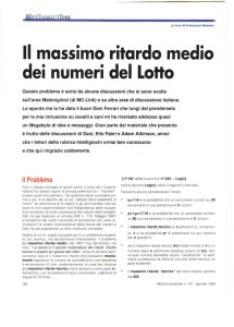 Il massimo ritardo medio dei numeri del Lotto