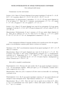 NOTE INTEGRATIVE SU SPAZI TOPOLOGICI CONNESSI Note