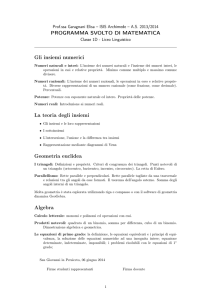 PROGRAMMA SVOLTO DI MATEMATICA Gli