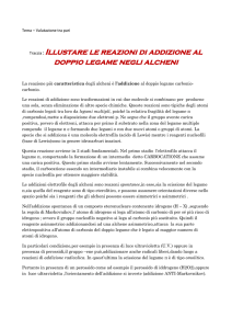 Illustare le reazioni di addizione al doppio legame negli alcheni