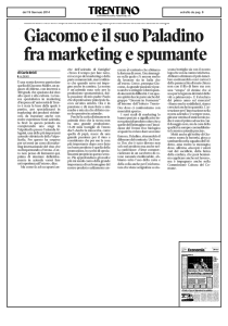Giacomo e il suo Paladino fra marketing e spumante