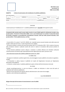 Modulo richiesta autorizzazione installazione cavalletto pubblicitario