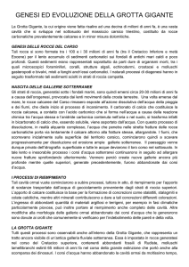 GENESI ED EVOLUZIONE DELLA GROTTA GIGANTE
