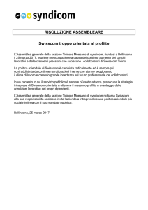 RISOLUZIONE ASSEMBLEARE Swisscom troppo orientata al profitto