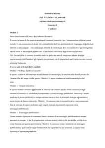 Semiotica del testo Prof. STEFANO CALABRESE