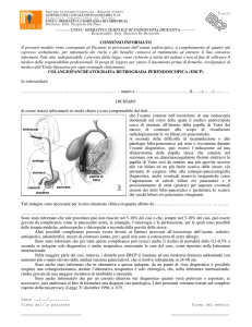 Consenso informato per COLANGIOPANCREATOGRAFIA