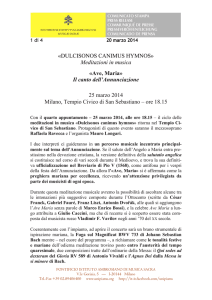 «DULCISONOS CANIMUS HYMNOS» Meditazioni in musica «Ave