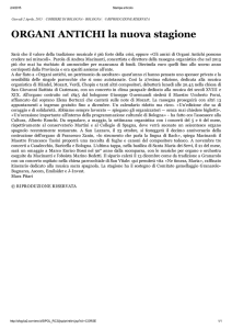 ORGANI ANTICHI la nuova stagione