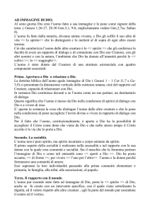 AD IMMAGINE DI DIO. Al sesto giorno Dio crea l`uomo fatto a sua