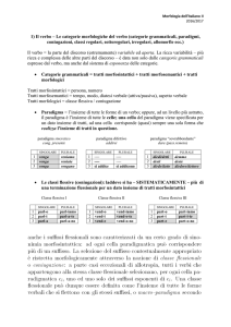 1) Il verbo – Le categorie morfologiche del verbo (categorie
