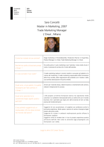 Sara Concetti Master in Marketing, 2007 Trade Marketing Manager