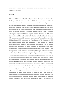 LO SVILUPPO ECONOMICO CINESE E LA SUA