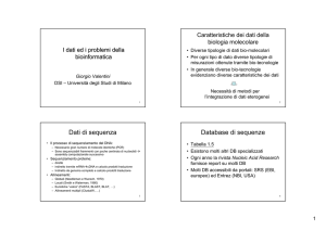I dati ed i problemi della bioinformatica