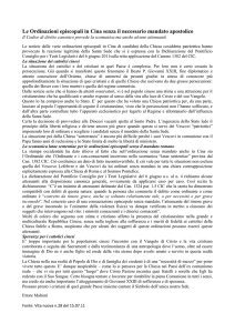 Le Ordinazioni episcopali in Cina