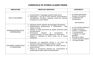 Curriculum di Storia: Classi Prima, Seconda e Terza