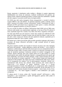 GLI ORGANISMI GENETICAMENTE MODIFICATI