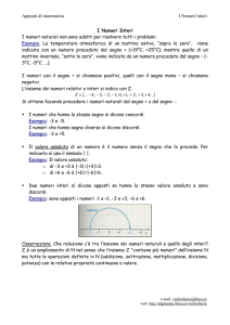 Appunti di matematica I Numeri Interi I Numeri Interi I numeri