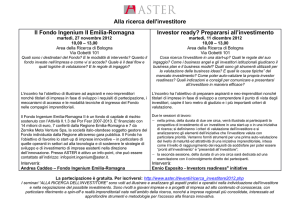 Alla ricerca dell`investitore: