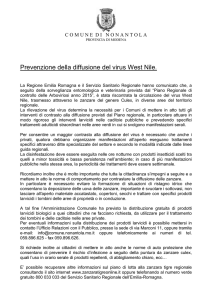 Prevenzione della diffusione del virus West Nile.