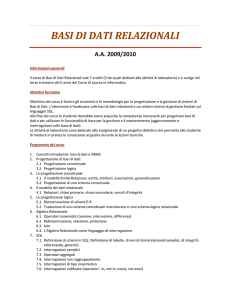 basi di dati relazionali - Dipartimento di Matematica e Informatica