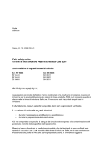 Field safety notice: Sistemi di linee ematiche