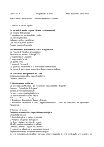Classe IV A Programma di storia Anno Scolastico