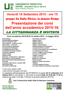 Presentazione dei corsi dell`anno accademico