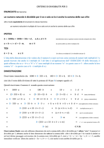 CRITERIO DI DIVISIBILITÀ PER 3 un numero naturale è divisibile