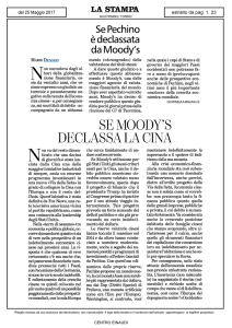 SE MOODY`S DECLASSA LA CINA