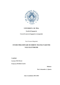 UNIVERSITÀ DI PISA STUDIO PRELIMINARE DI ORBITE