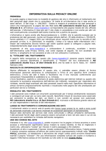 INFORMATIVA SULLA PRIVACY ONLINE