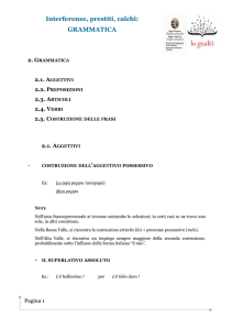 Interferenze, prestiti, calchi: GRAMMATICA