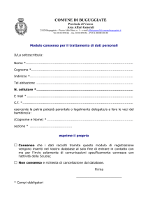 Modulo Consenso Dati Personali - Comune di Buguggiate