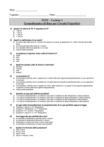 TEST – Lezione 1 Termodinamica di Base per Circuiti Frigoriferi