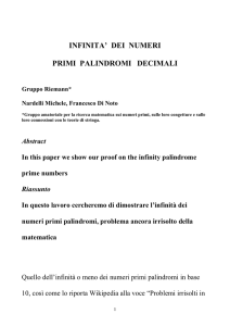 infinita` numeri primi palindromi