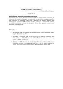 TEORIA DELLE RELAZIONI SOCIALI Docente