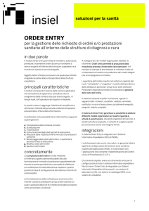 Sanità - ORDER ENTRY - Gestione richieste di ordini e/o